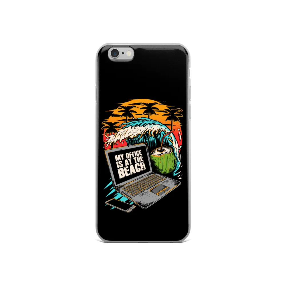 Office At The Beach iPhone Case - Black