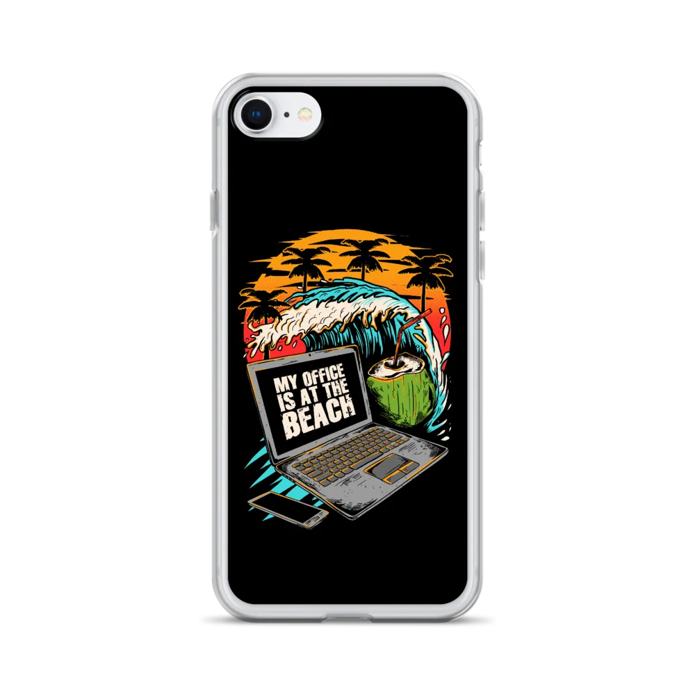 Office At The Beach iPhone Case - Black