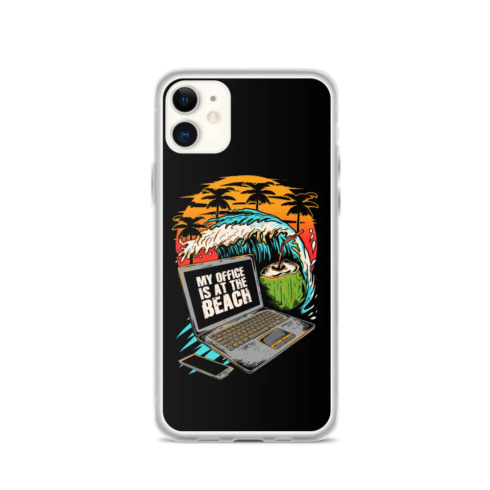 Office At The Beach iPhone Case - Black