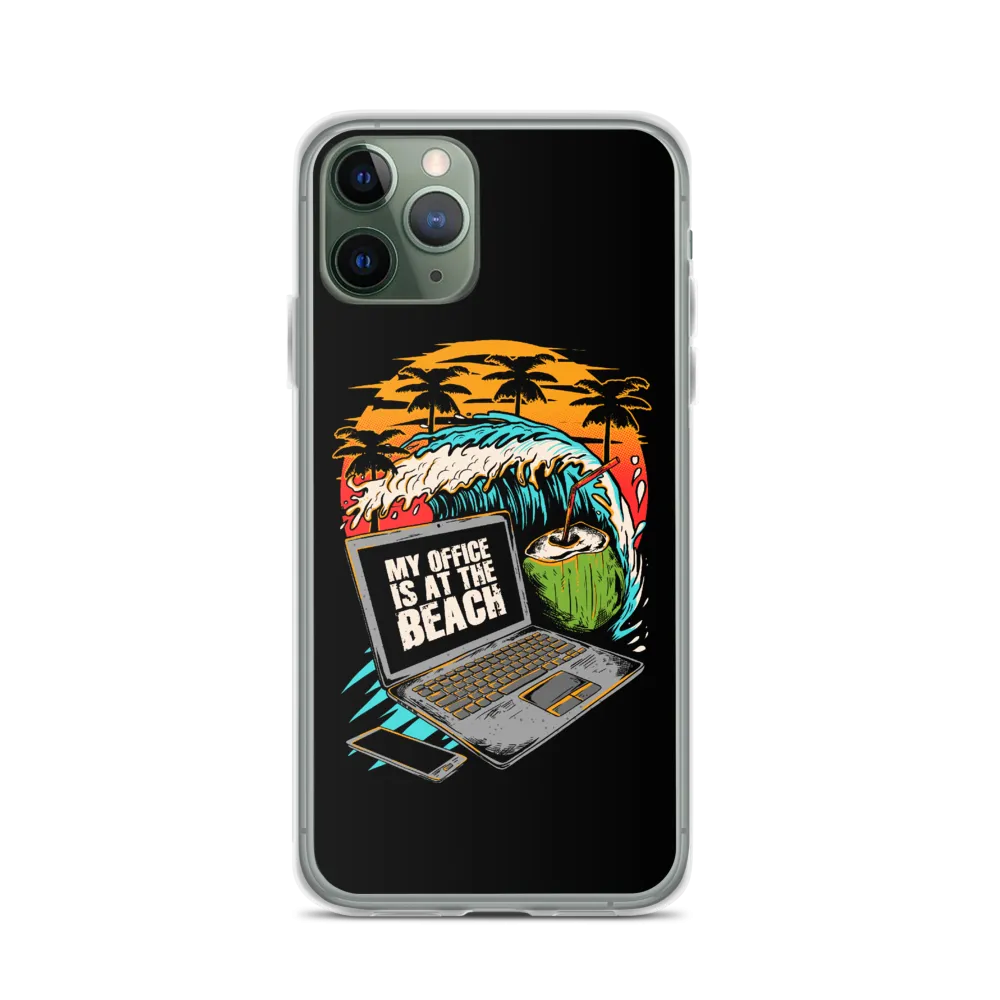 Office At The Beach iPhone Case - Black