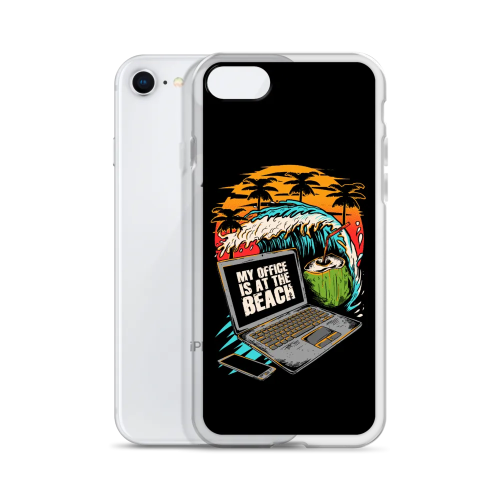 Office At The Beach iPhone Case - Black