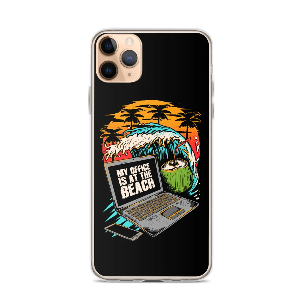 Office At The Beach iPhone Case - Black