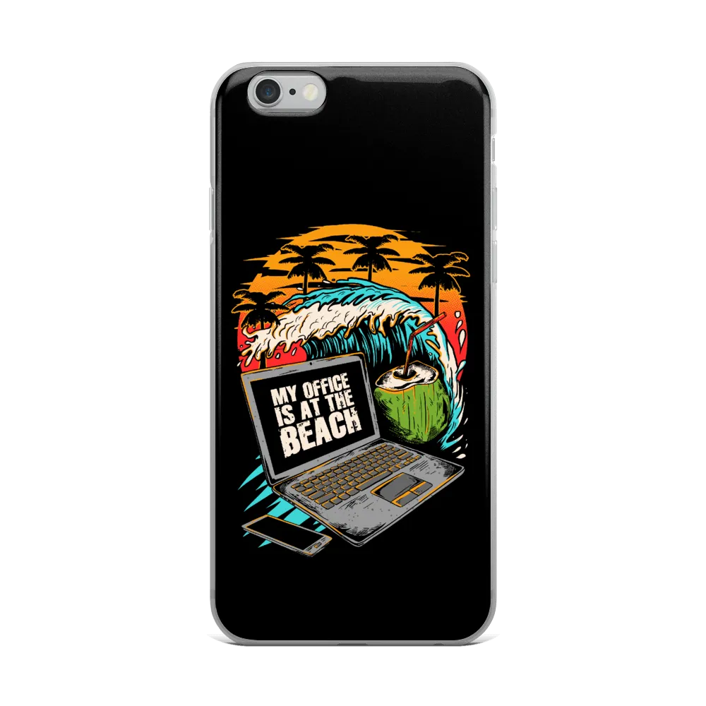 Office At The Beach iPhone Case - Black