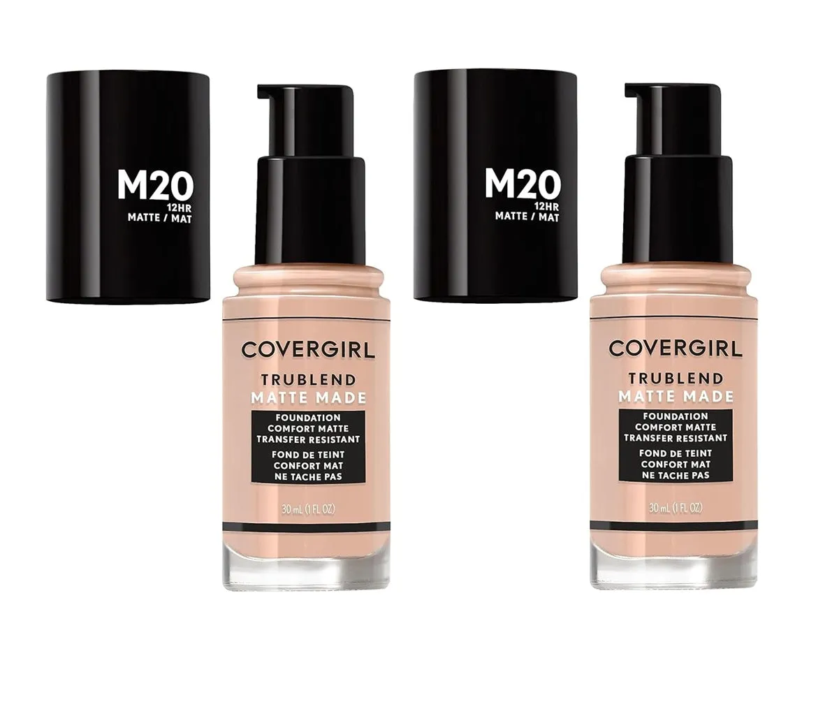 Pack of 2 CoverGirl TruBlend Matte Made Liquid Foundation. Warm Beige M20