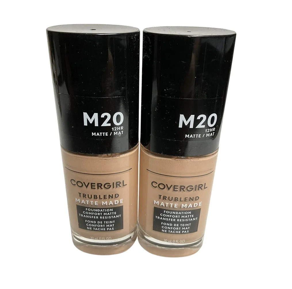 Pack of 2 CoverGirl TruBlend Matte Made Liquid Foundation. Warm Beige M20