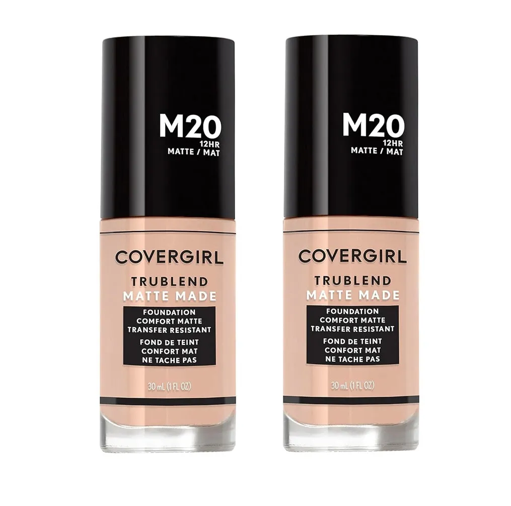 Pack of 2 CoverGirl TruBlend Matte Made Liquid Foundation. Warm Beige M20