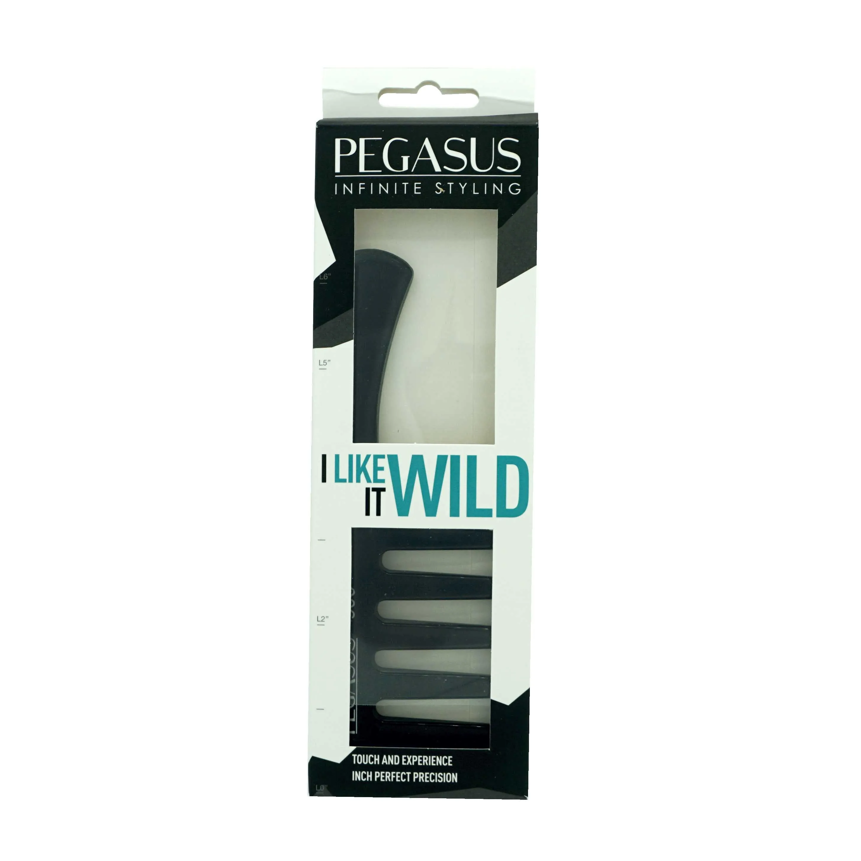 Pegasus 506, 6.5in Hard Rubber Detangling Handled Styling Rake Comb, Seamless, Smooth Edges, Anti Static, Heat and Chemically Resistant, Wet Hair, Everyday Grooming Comb | Peines de goma dura - Black