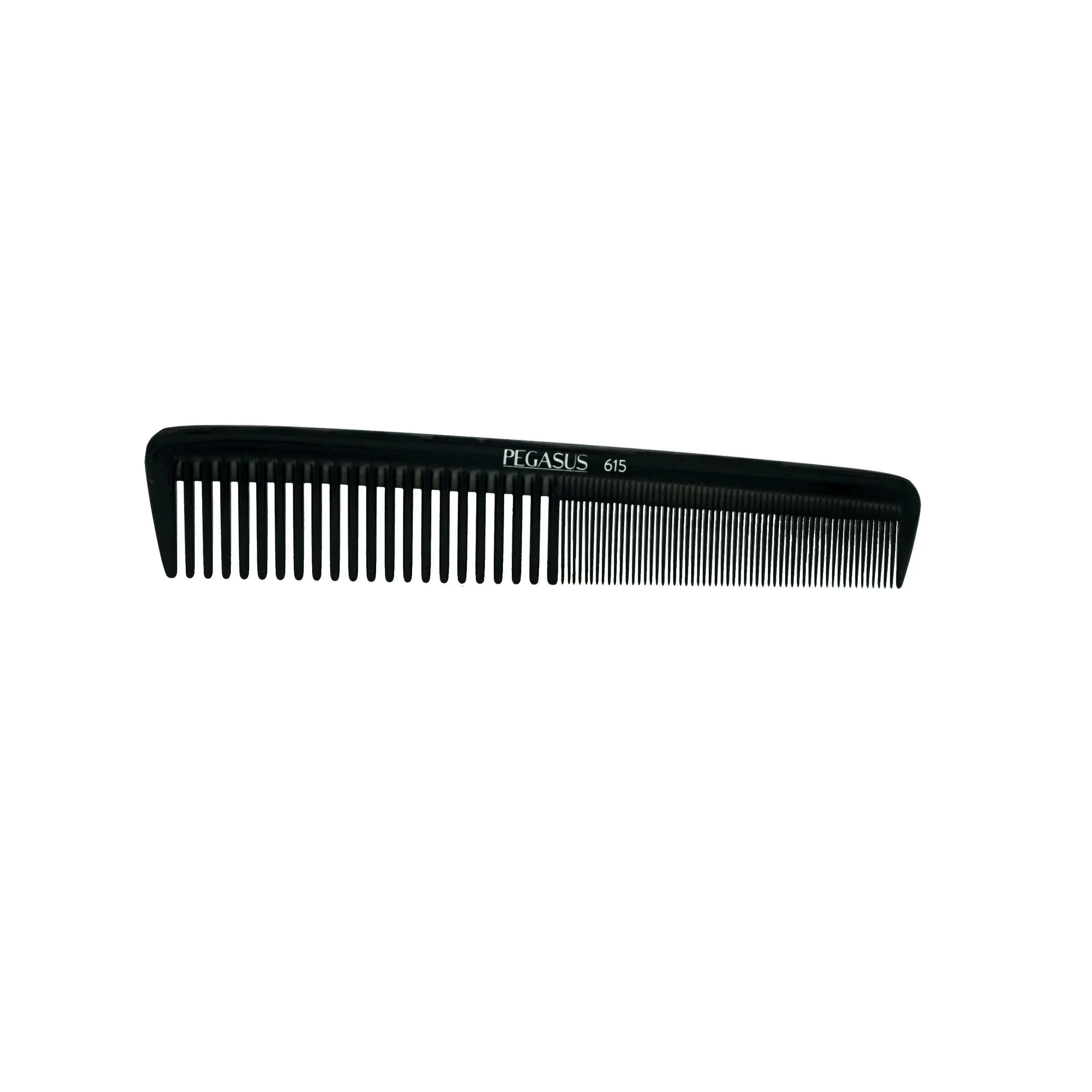 Pegasus 615, 7in Hard Rubber Clipper Comb, Handmade, Seamless, Smooth Edges, Anti Static, Heat and Chemically Resistant, Portable Pocket Purse Dresser Comb | Peines de goma dura - Black