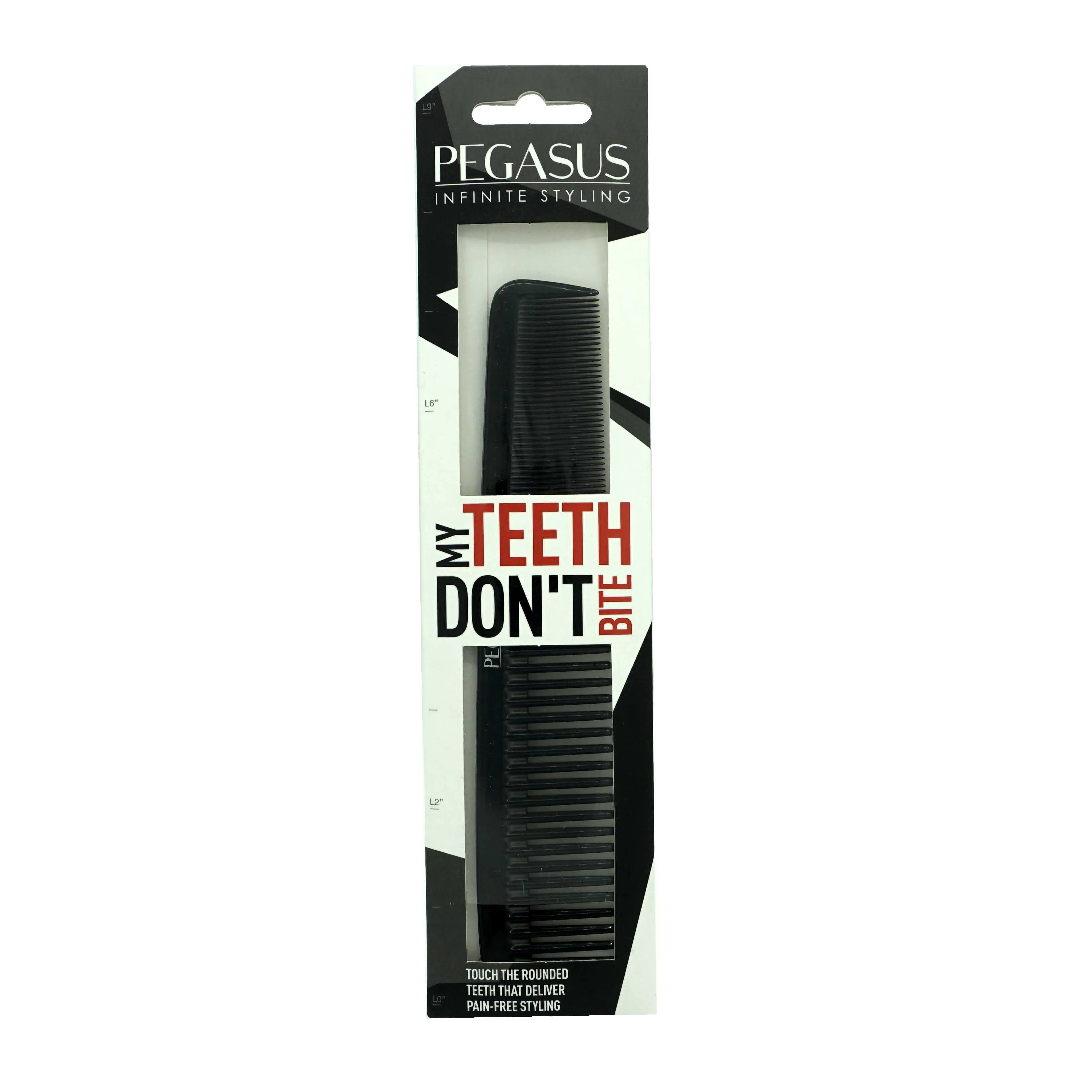 Pegasus 615, 7in Hard Rubber Clipper Comb, Handmade, Seamless, Smooth Edges, Anti Static, Heat and Chemically Resistant, Portable Pocket Purse Dresser Comb | Peines de goma dura - Black