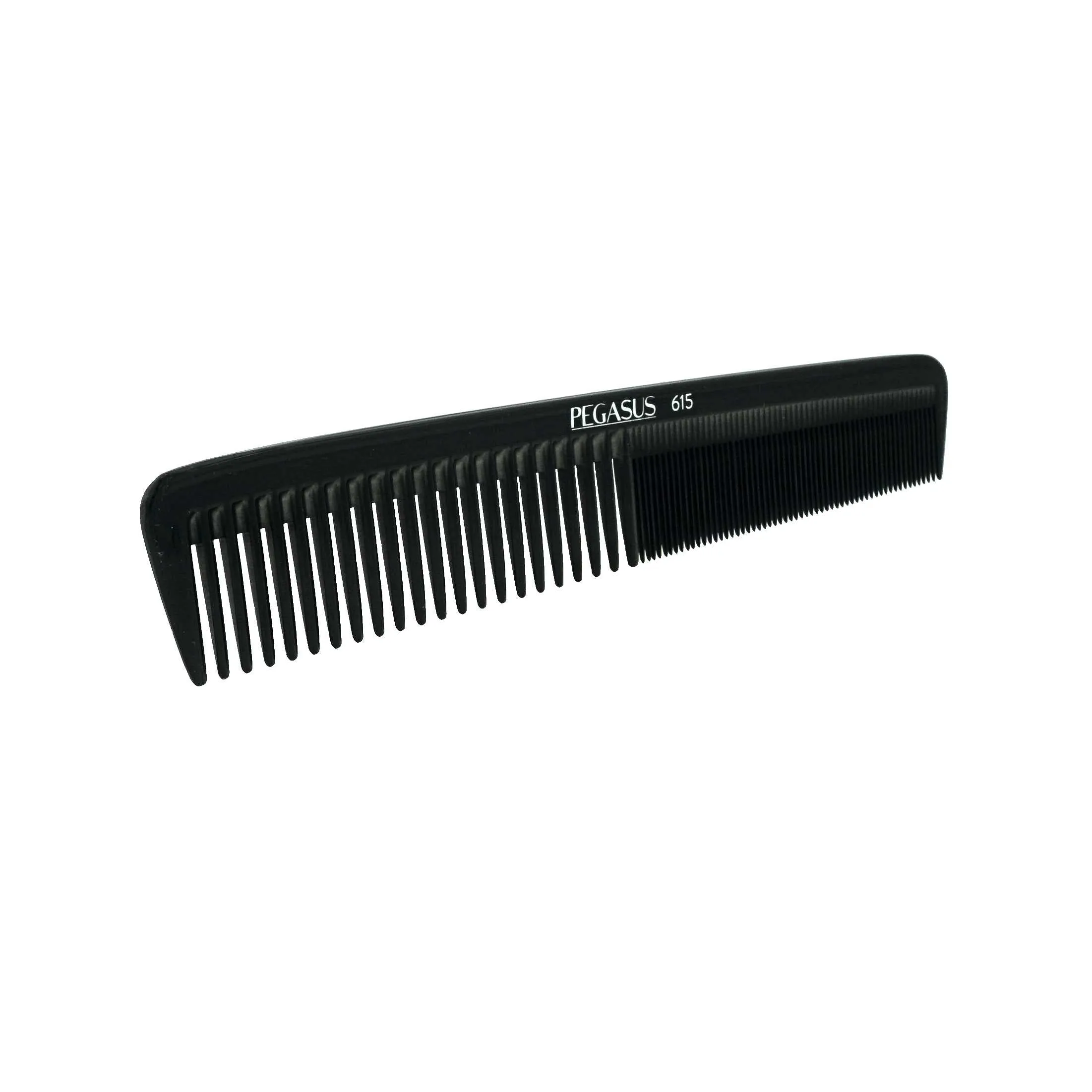 Pegasus 615, 7in Hard Rubber Clipper Comb, Handmade, Seamless, Smooth Edges, Anti Static, Heat and Chemically Resistant, Portable Pocket Purse Dresser Comb | Peines de goma dura - Black