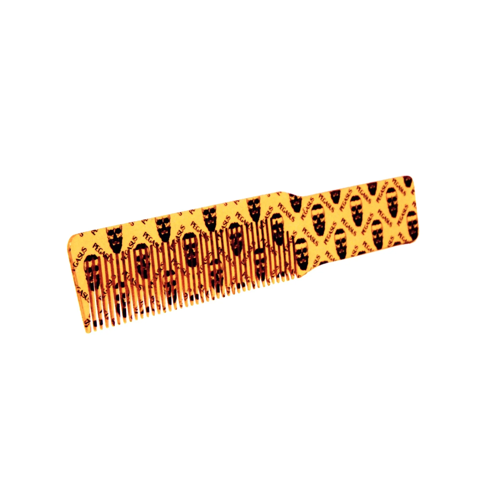 Pegasus Skulleto 516A, 8in Hard Rubber Fine Tooth Klipper Comb, Handmade, Seamless, Smooth Edges, Anti Static, Heat and Chemically Resistant Comb | Peines de goma dura - Gold