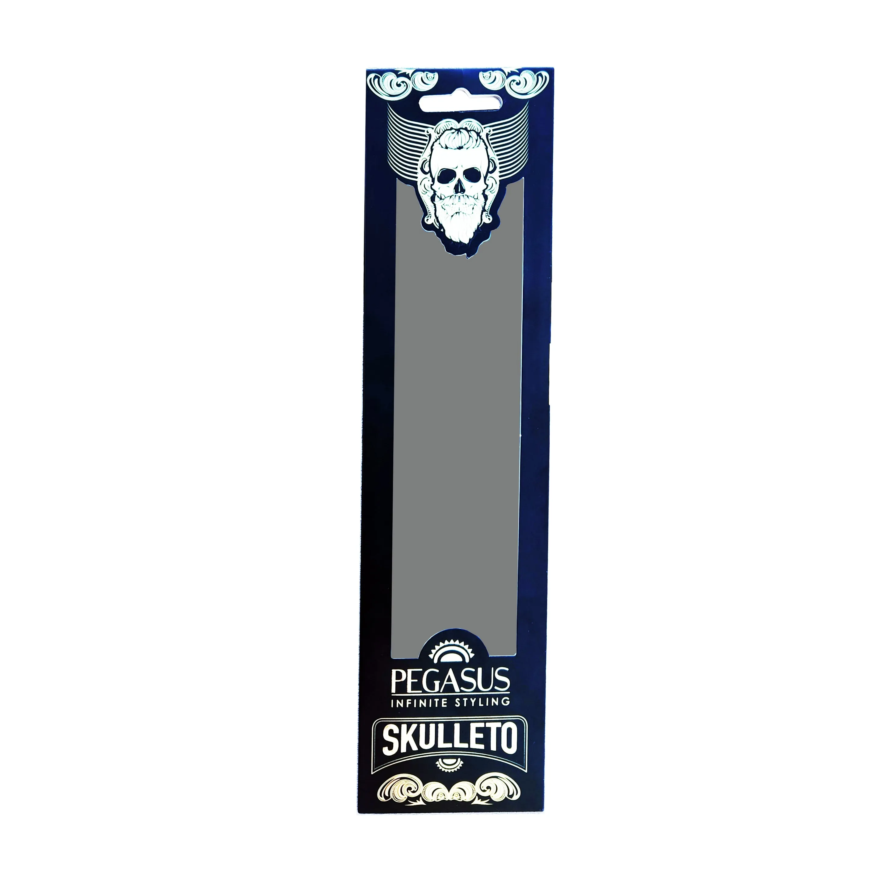 Pegasus Skulleto 516A, 8in Hard Rubber Fine Tooth Klipper Comb, Handmade, Seamless, Smooth Edges, Anti Static, Heat and Chemically Resistant Comb | Peines de goma dura - Gold