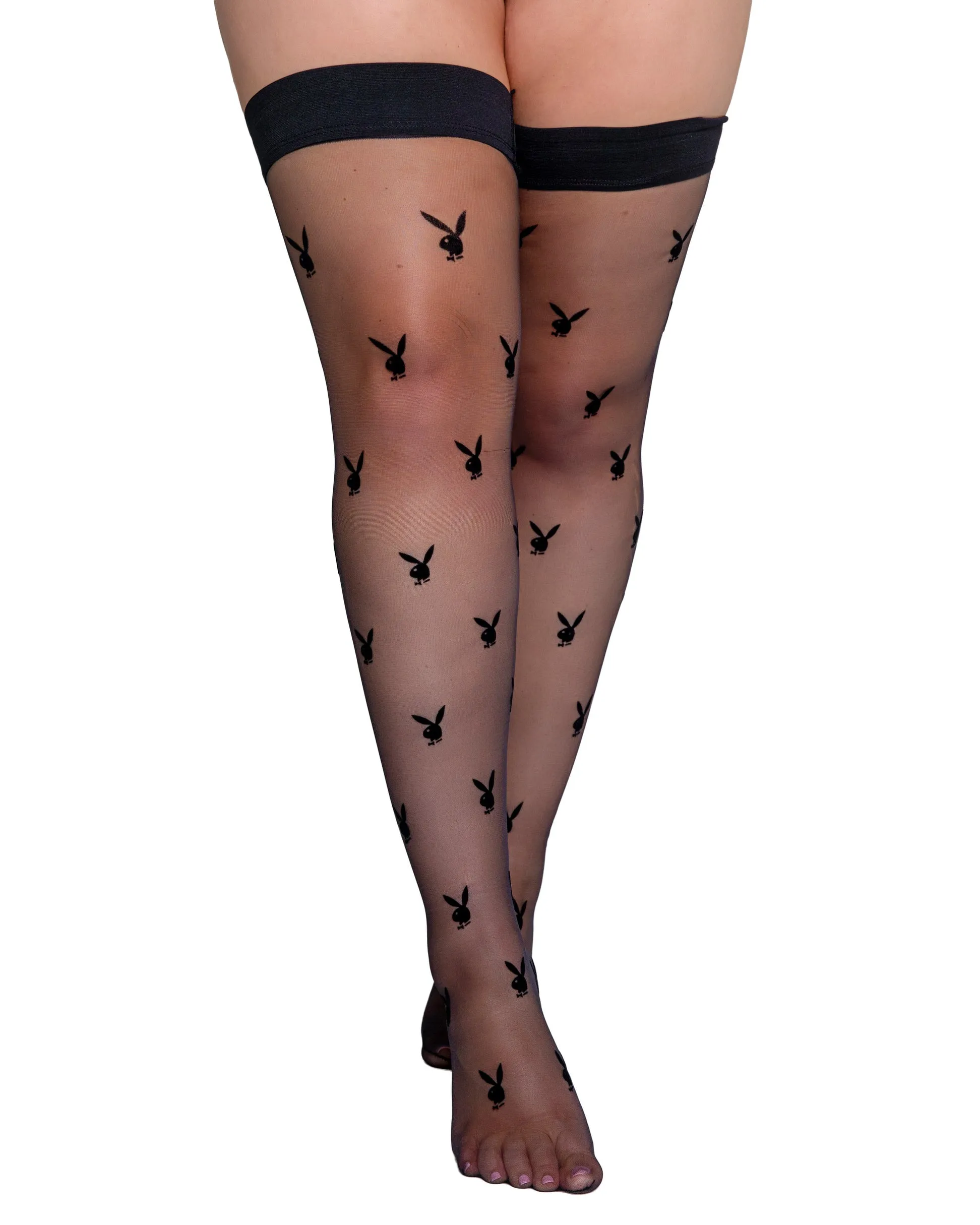 Playboy Bunny Noir Stockings - Black PBLI122