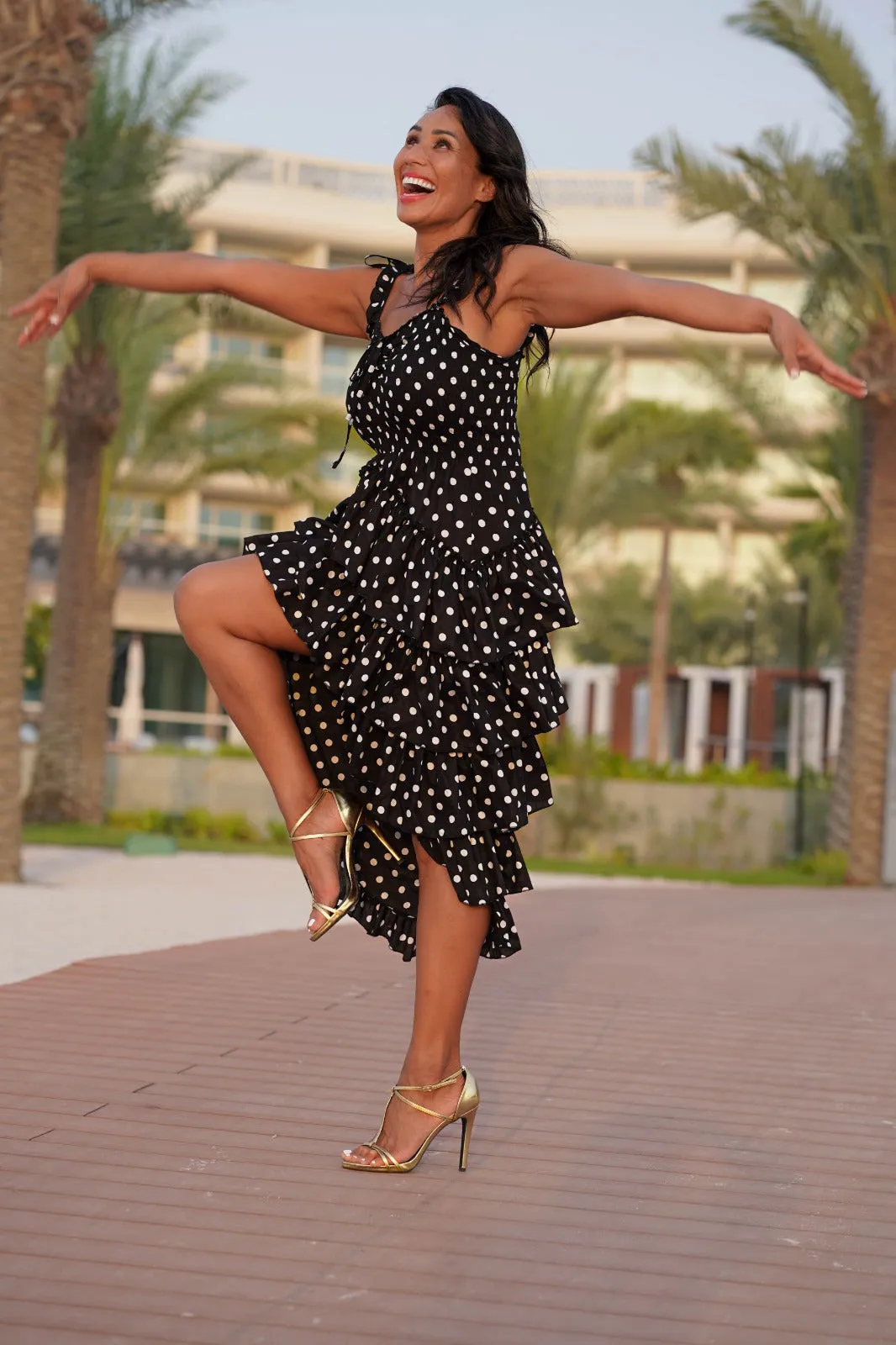 Polka dot peacock dress