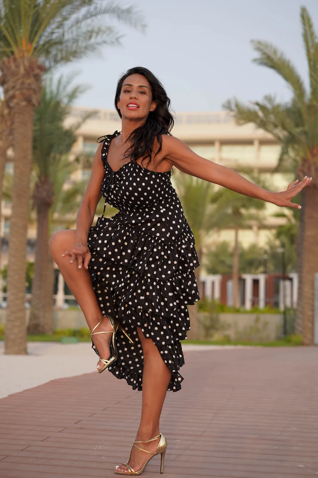 Polka dot peacock dress