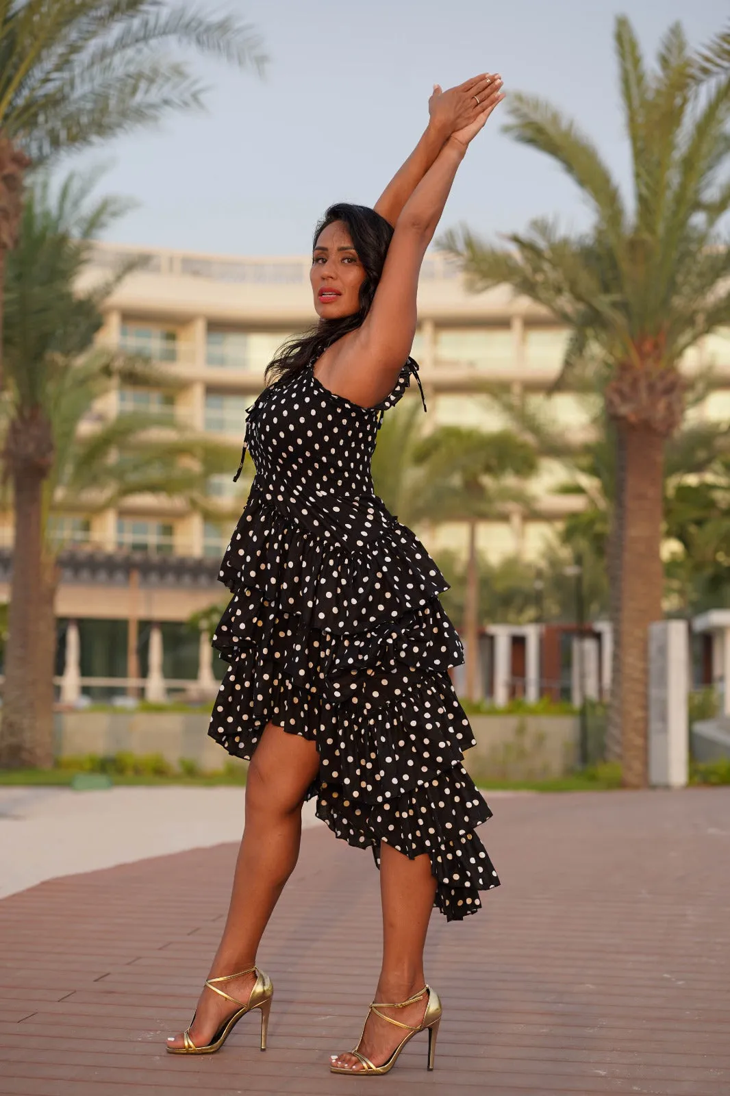 Polka dot peacock dress