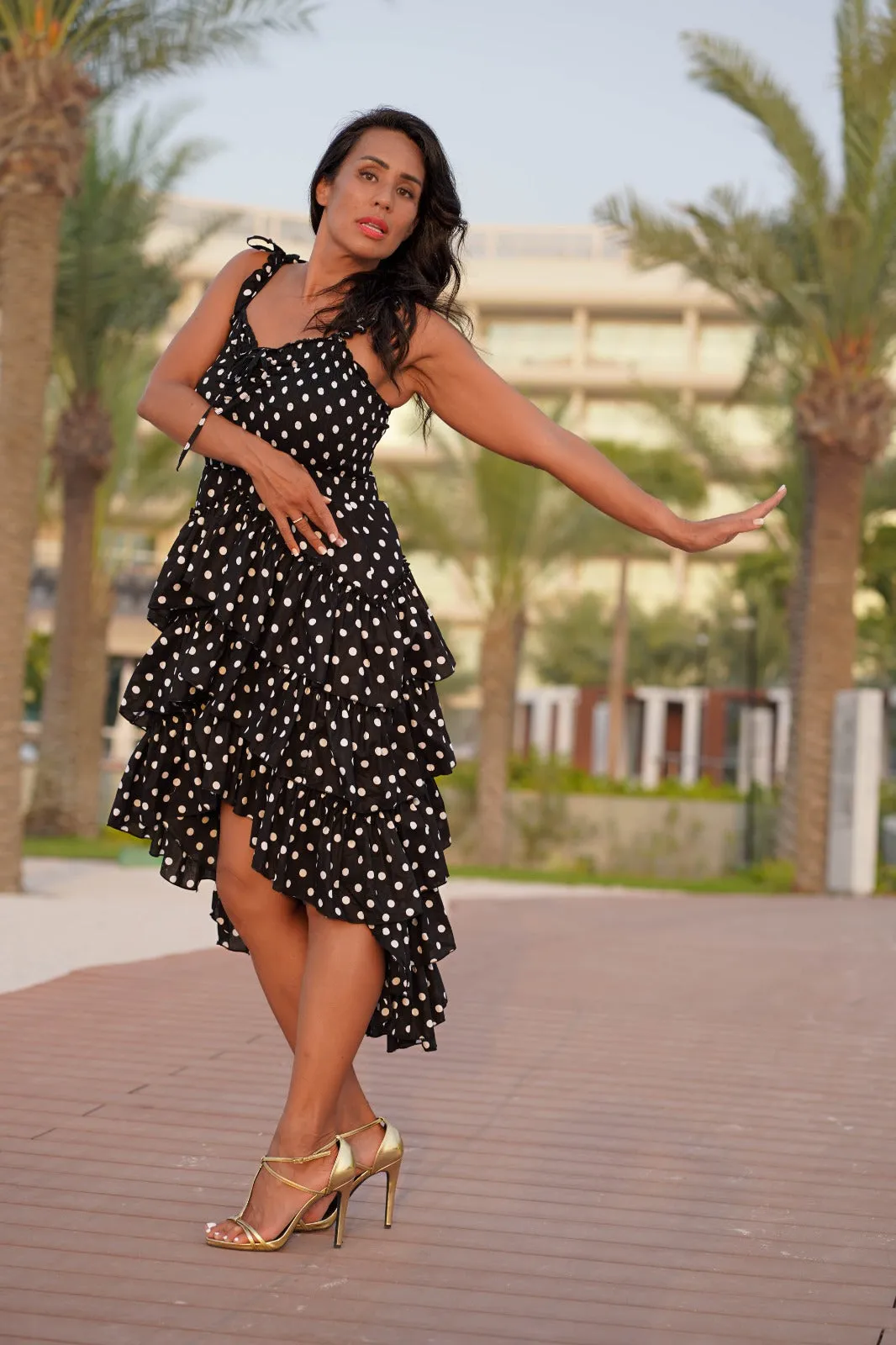 Polka dot peacock dress