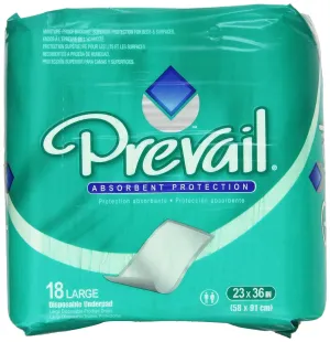 Prevail Fluff Underpad, Large, 18 Underpads (Pack of 4)