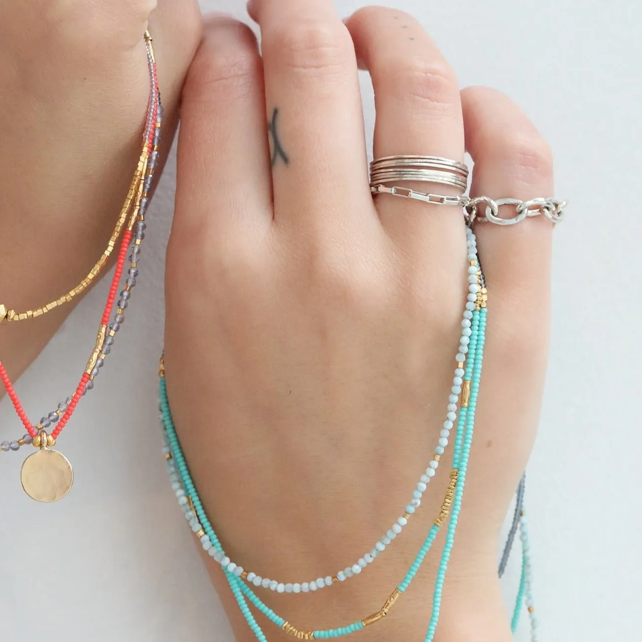 "Ali" Sterling Silver Flexible Box Chain Ring