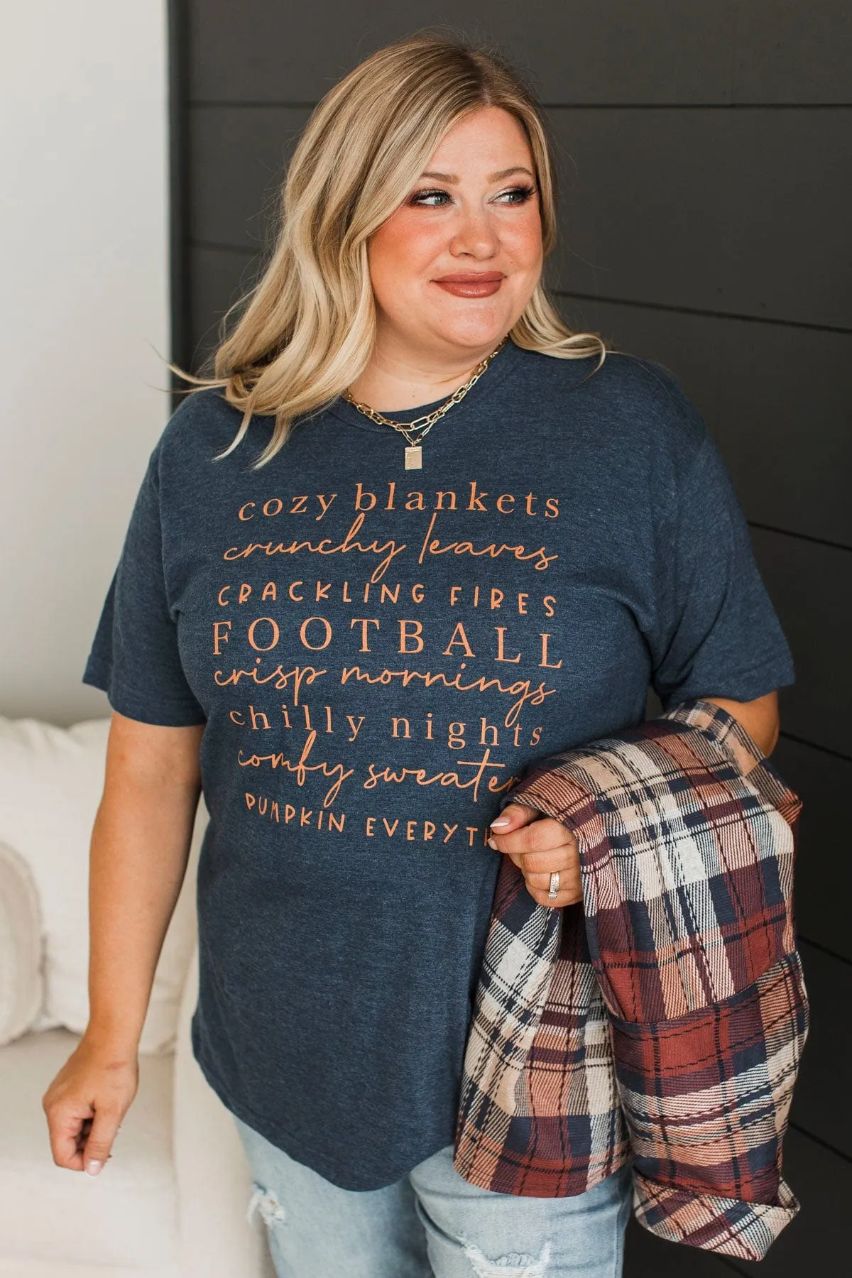 "Cozy Blankets" Graphic Tee- Navy