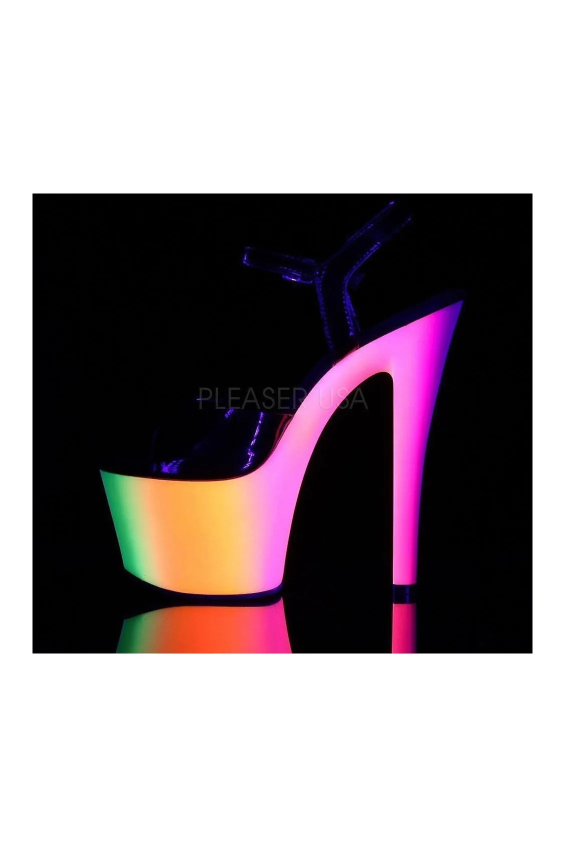 RAINBOW-309UV Platform Sandal  | Black Patent