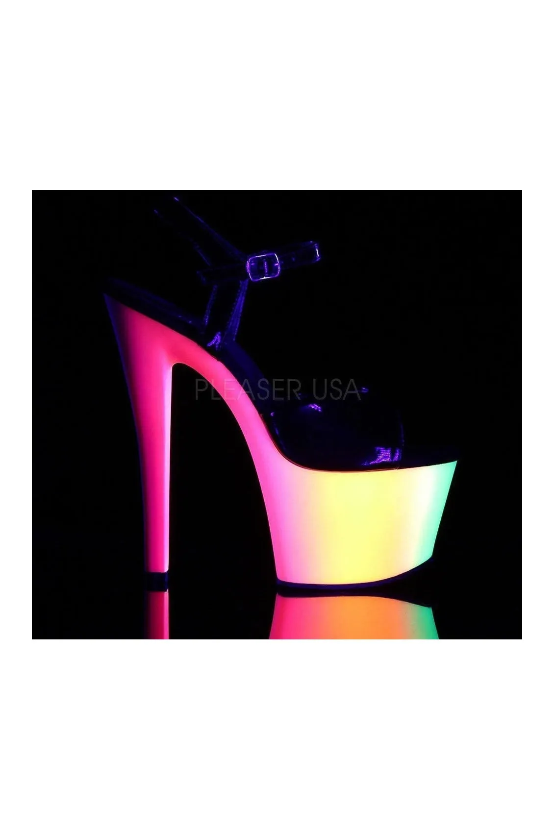 RAINBOW-309UV Platform Sandal  | Black Patent
