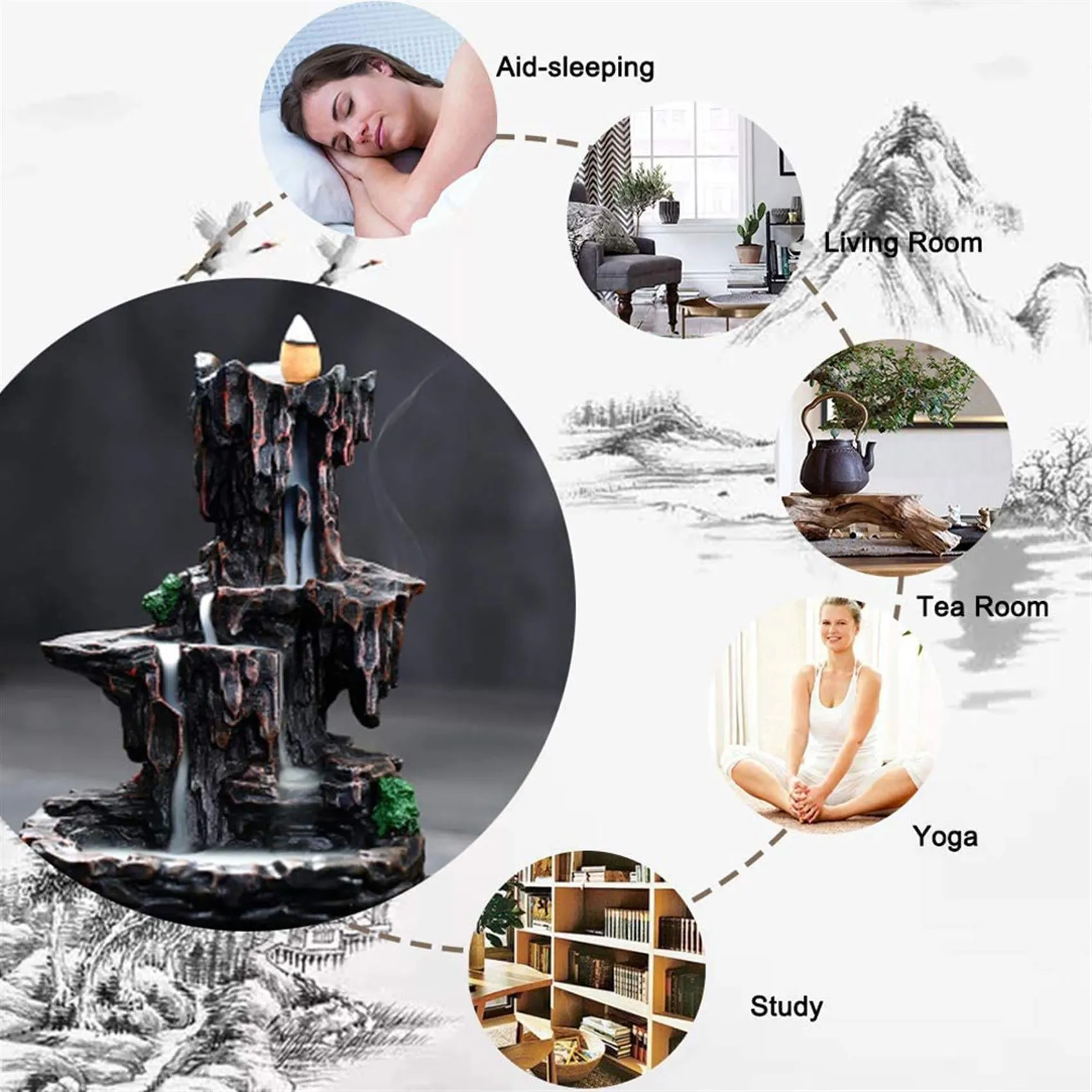 Resin Backflow Incense Burner - Waterfall Incense Holder