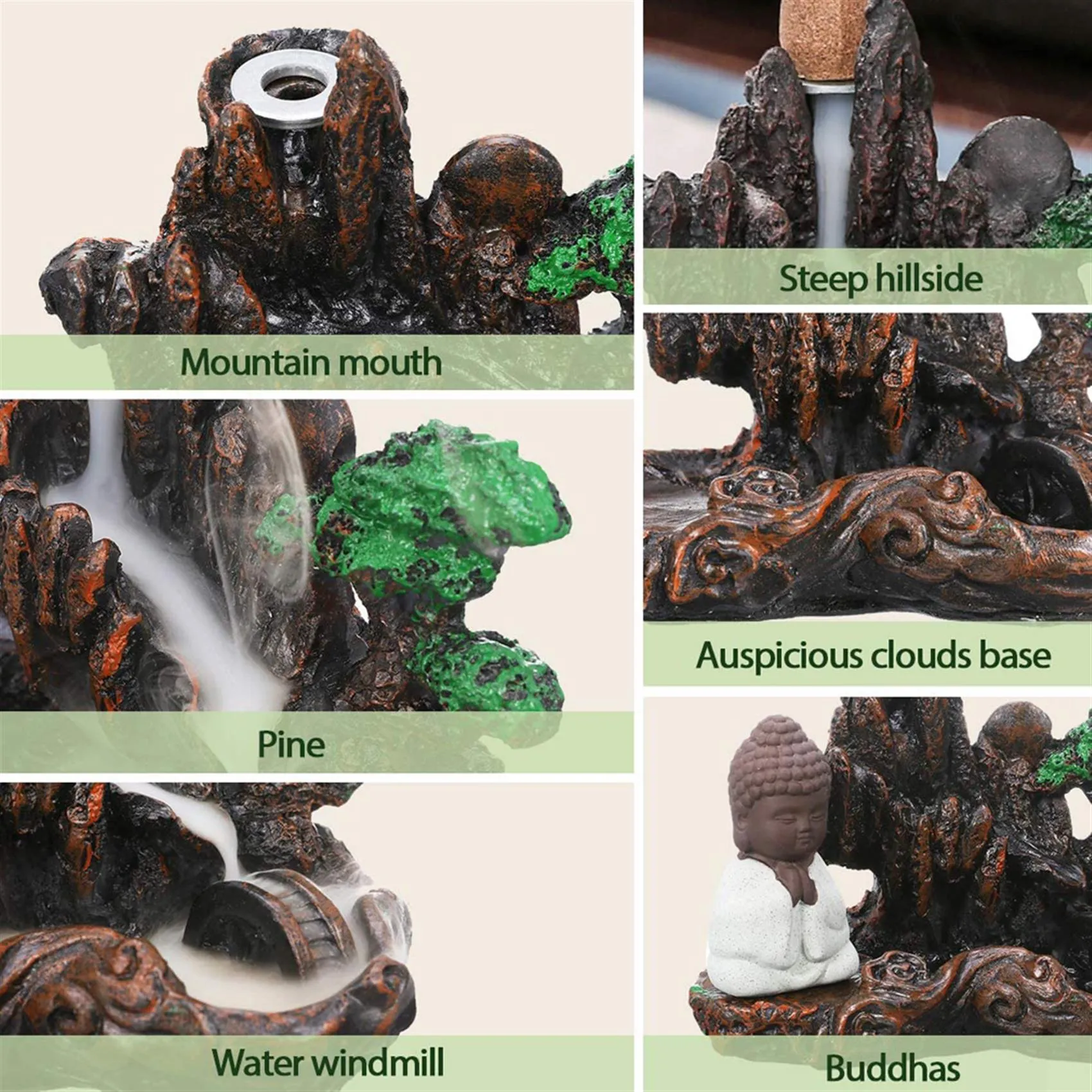 Resin Backflow Incense Burner - Waterfall Incense Holder