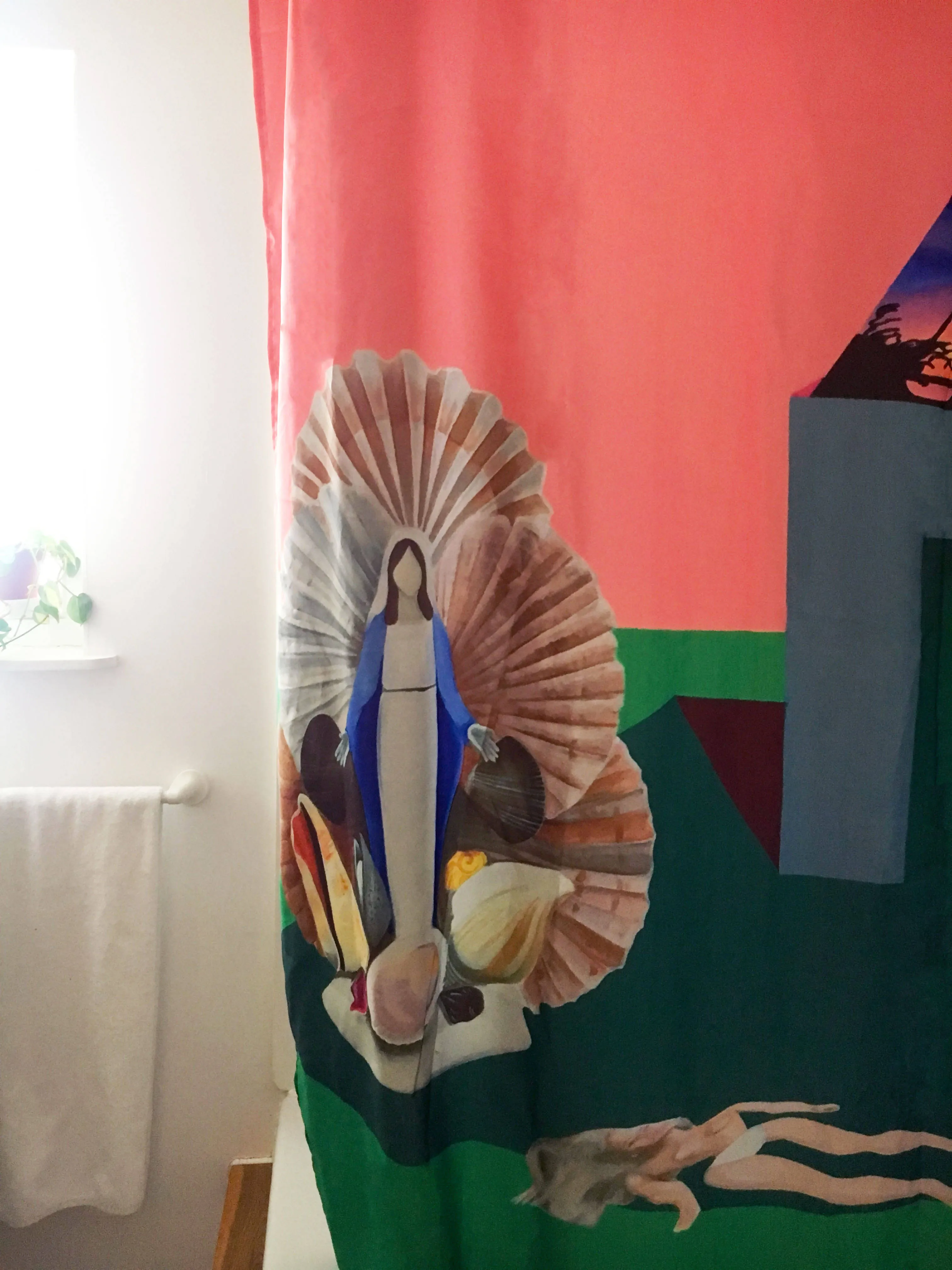 Rideau de douche de polyester, durable et lavable, conçu en collaboration avec l'artiste peintre marlene brando