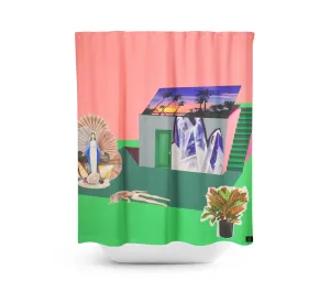 Rideau de douche de polyester, durable et lavable, conçu en collaboration avec l'artiste peintre marlene brando