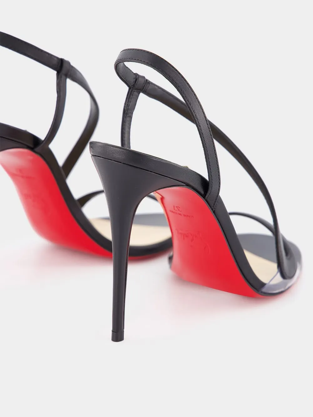 Rosalie Black Leather Stiletto Sandals
