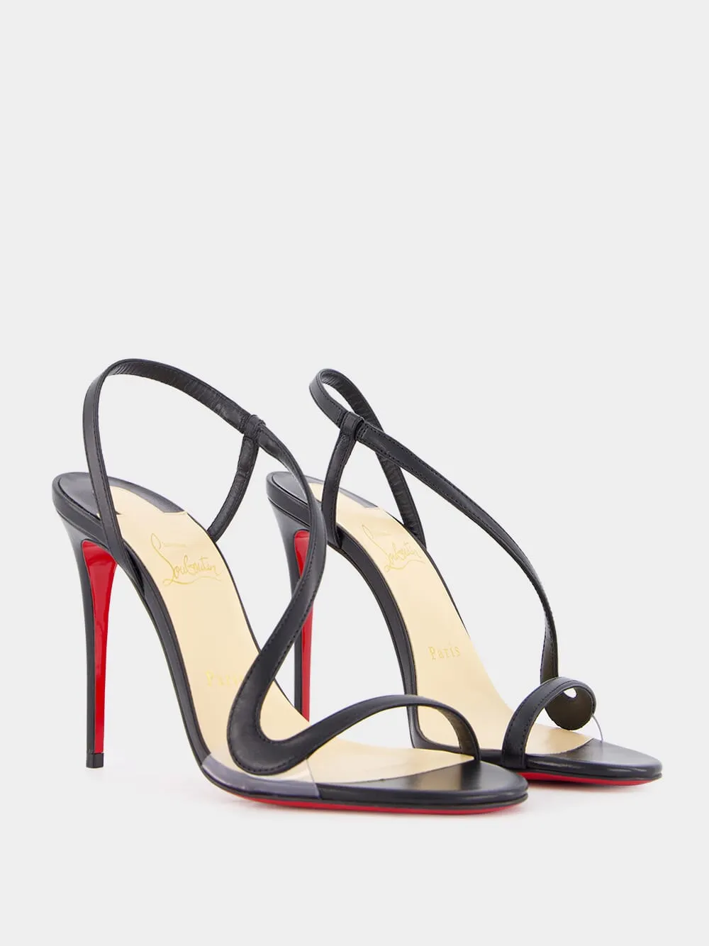 Rosalie Black Leather Stiletto Sandals