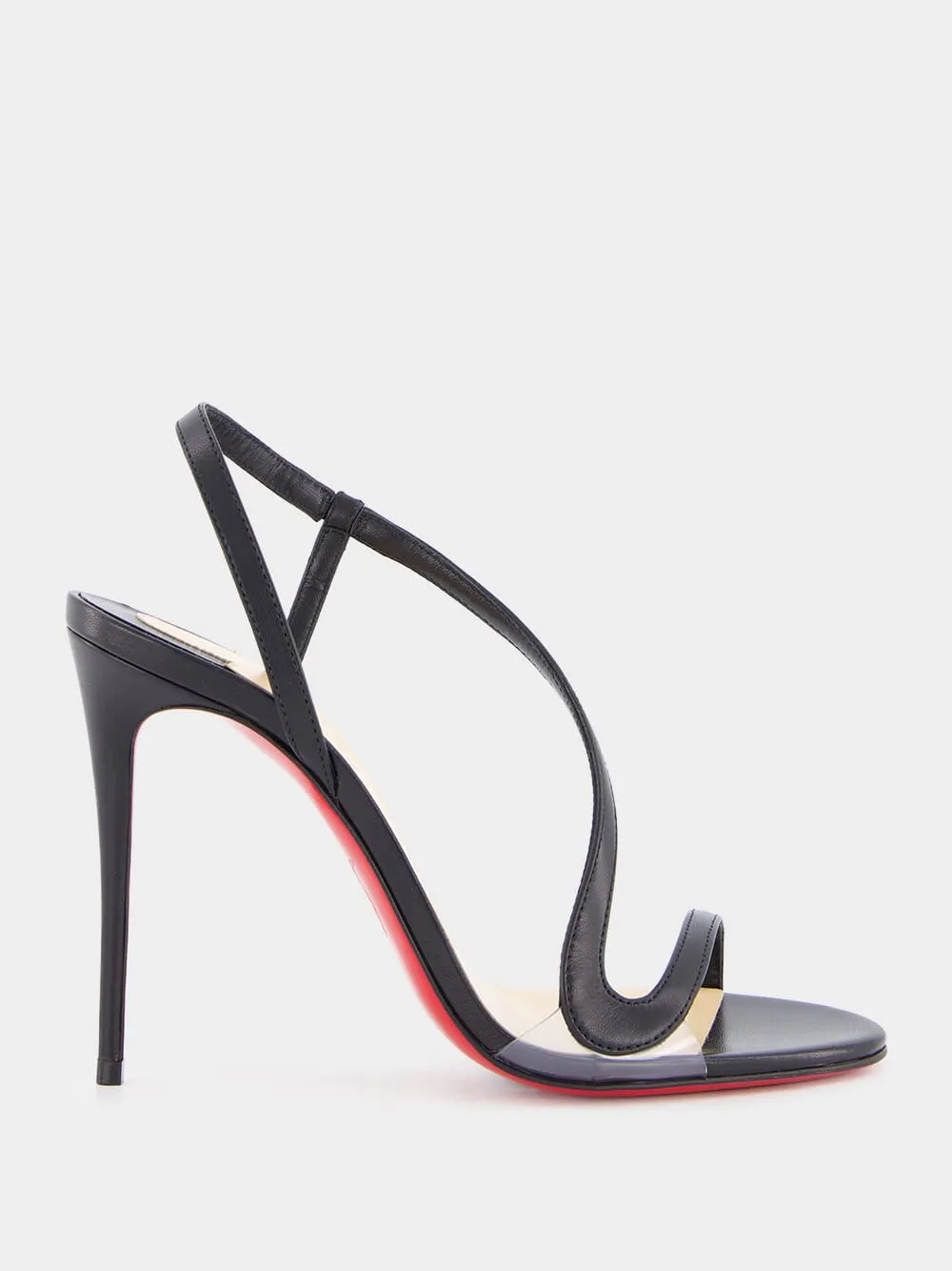 Rosalie Black Leather Stiletto Sandals