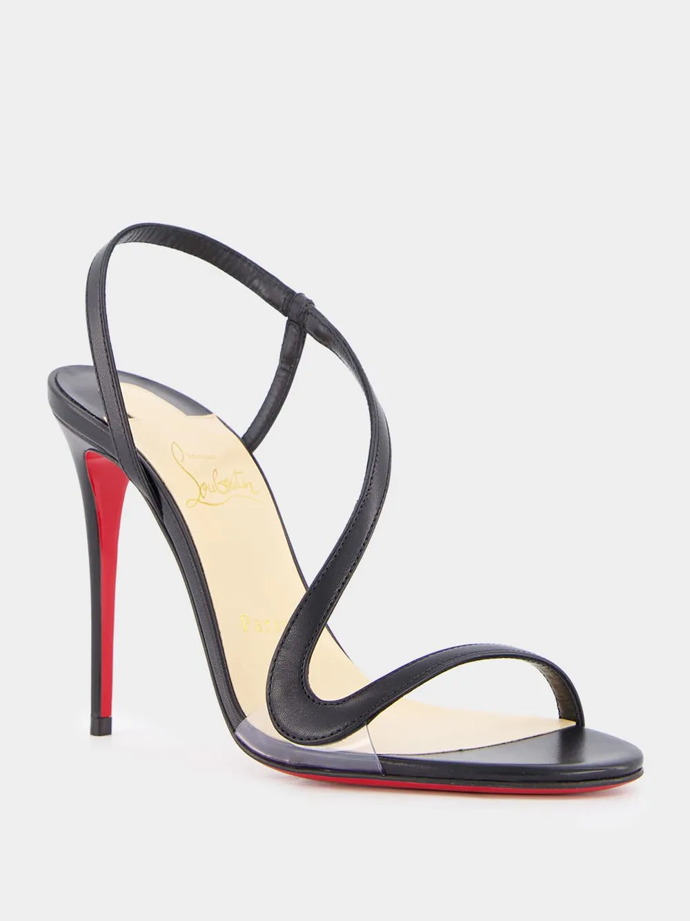 Rosalie Black Leather Stiletto Sandals