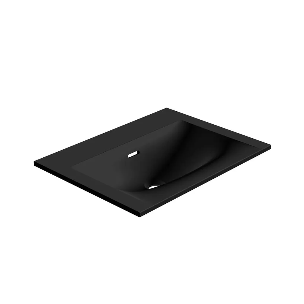 Runway 2 Drawers Bathroom Vanity with Solid Surface Matte Black without Faucet Hole - Wall Mount - 24" Mdf/Matt Warm Grey