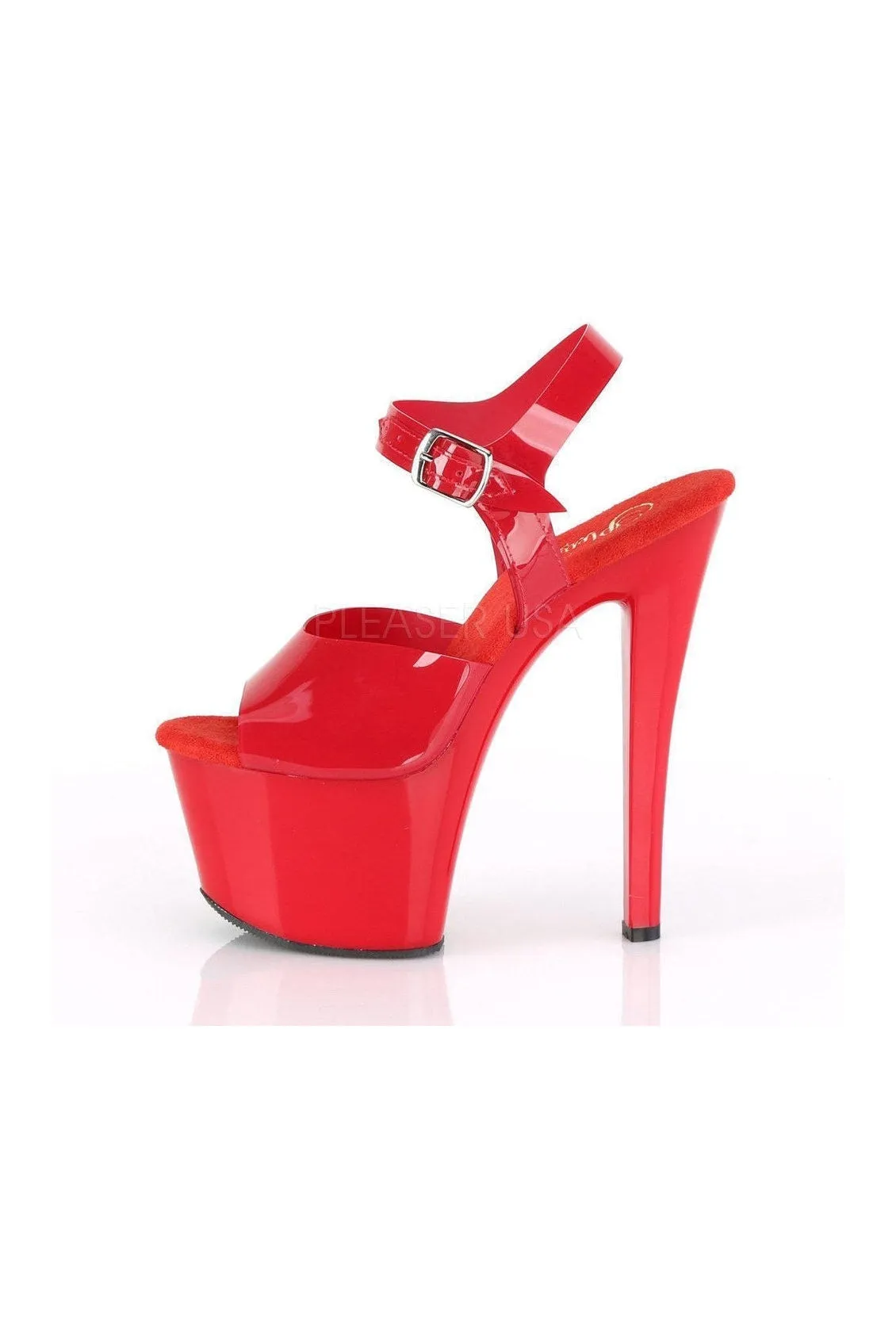 SKY-308N Platform Sandal | Red Faux Leather