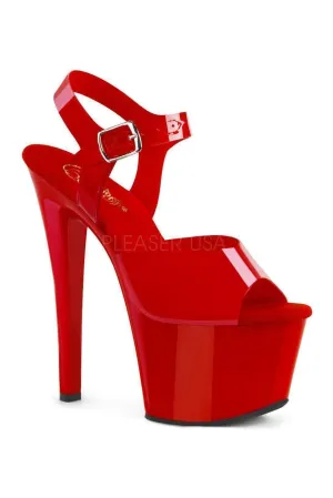 SKY-308N Platform Sandal | Red Faux Leather