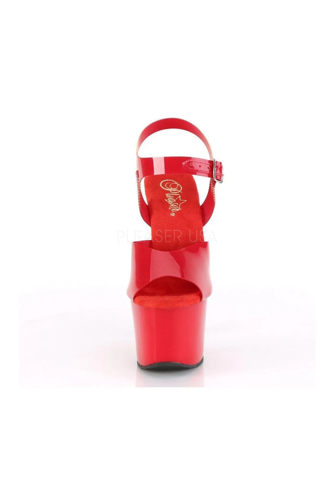 SKY-308N Platform Sandal | Red Faux Leather