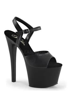 SKY-309 Platform Sandal  | Black Faux Leather