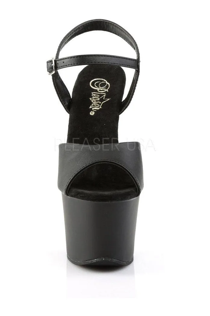 SKY-309 Platform Sandal  | Black Faux Leather