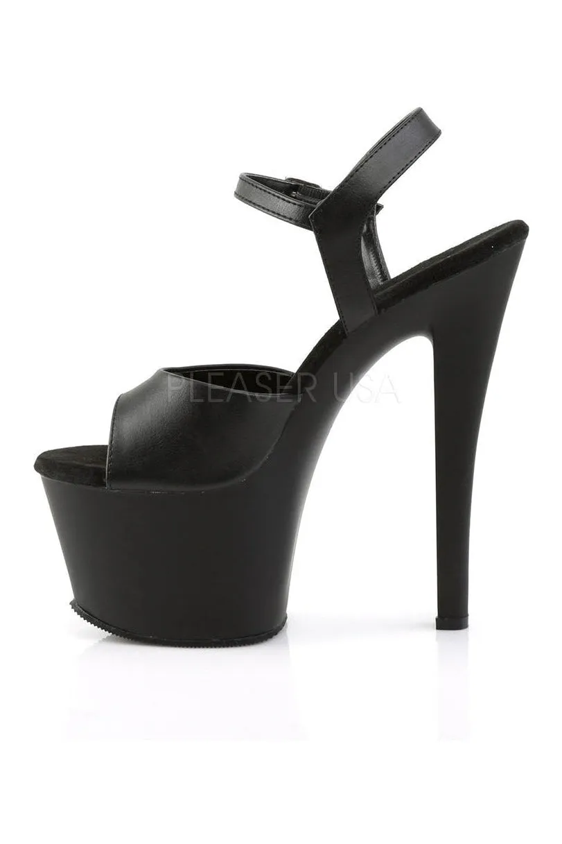 SKY-309 Platform Sandal  | Black Faux Leather