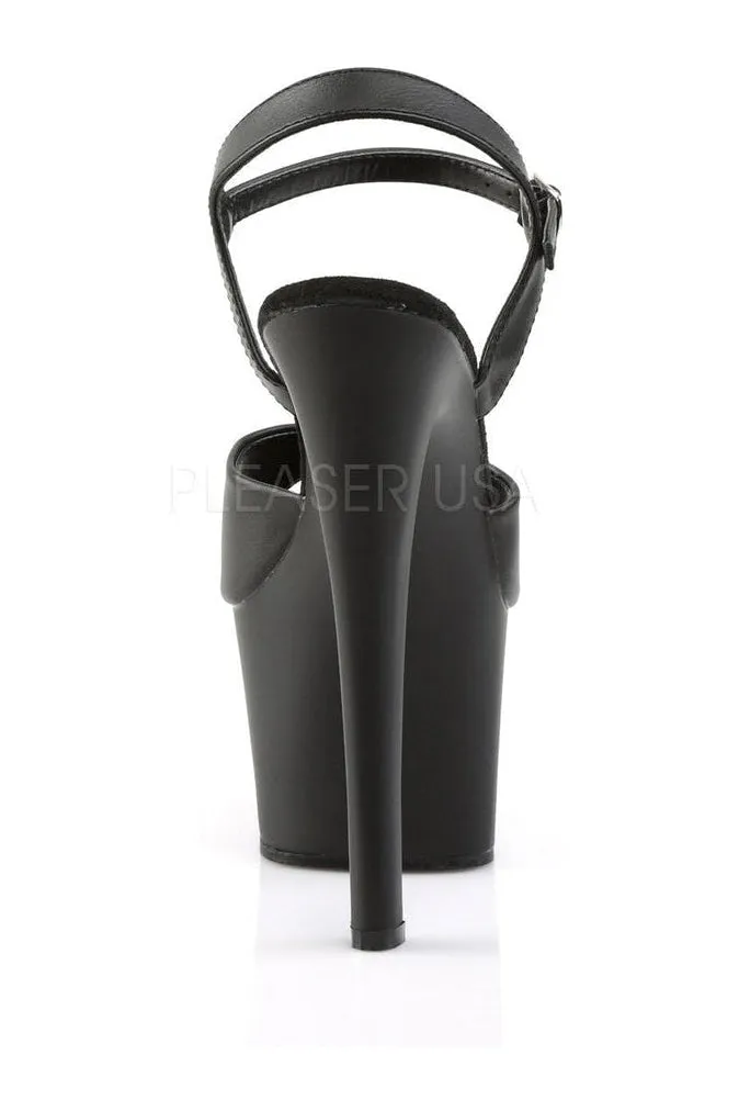 SKY-309 Platform Sandal  | Black Faux Leather