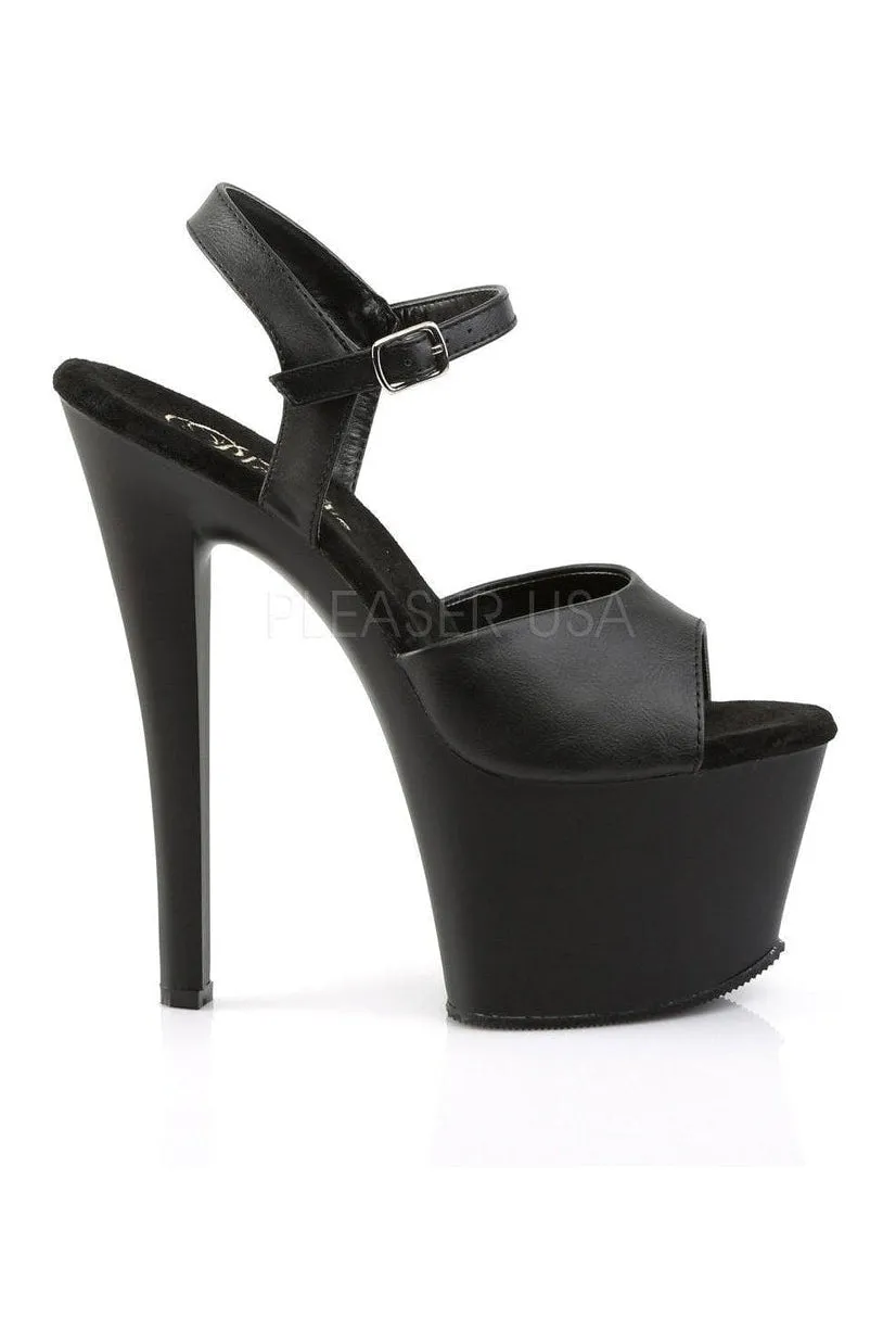SKY-309 Platform Sandal  | Black Faux Leather