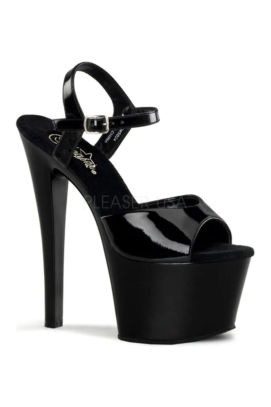 SKY-309 Platform Sandal  | Black Patent