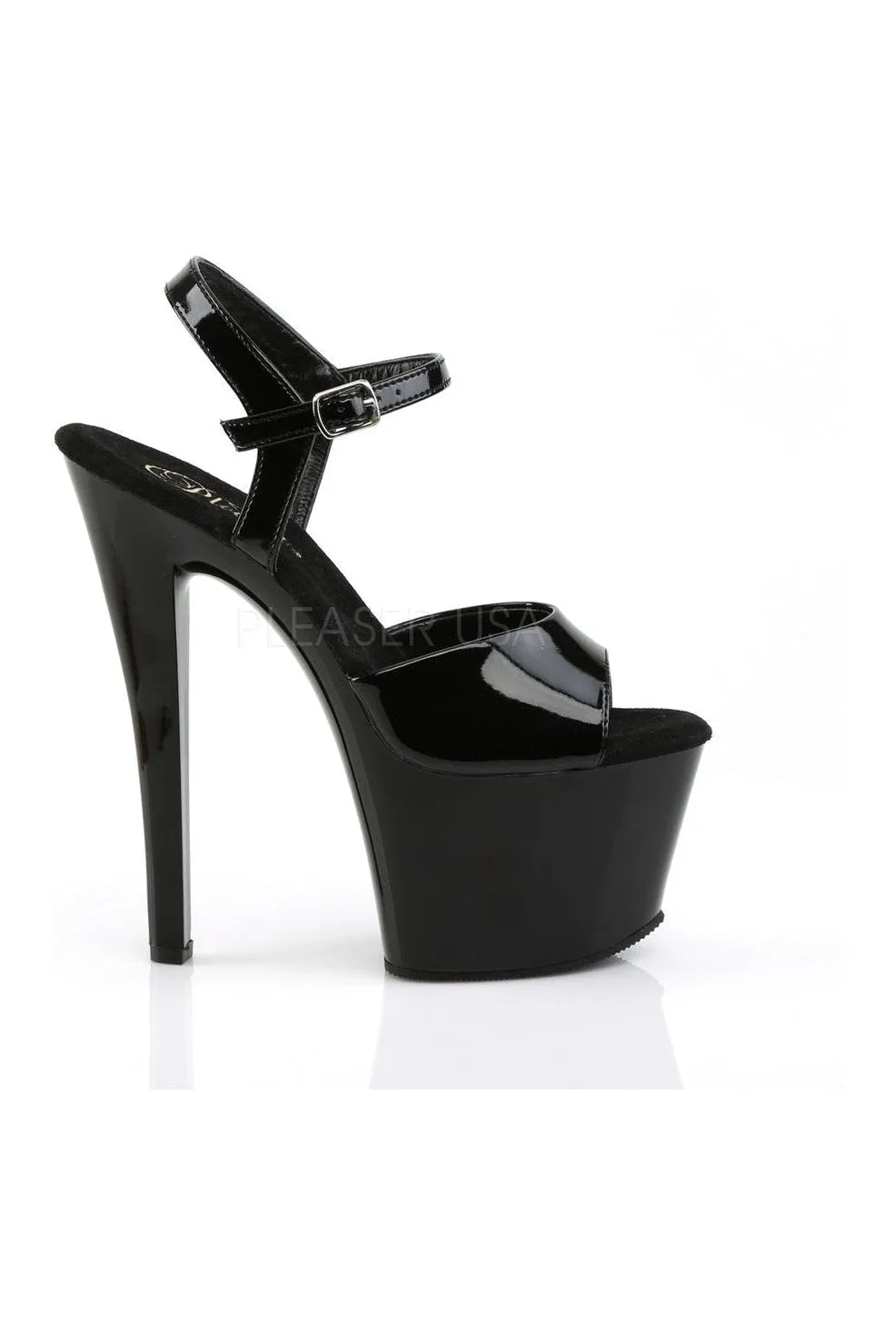 SKY-309 Platform Sandal  | Black Patent