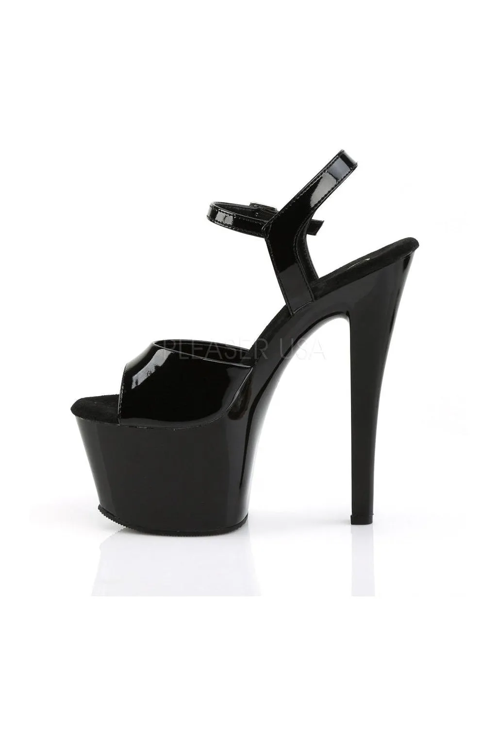 SKY-309 Platform Sandal  | Black Patent