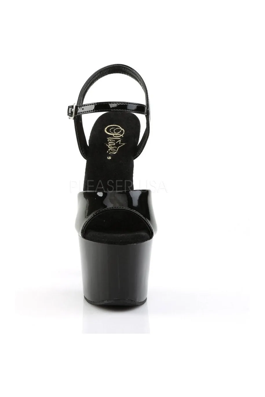 SKY-309 Platform Sandal  | Black Patent