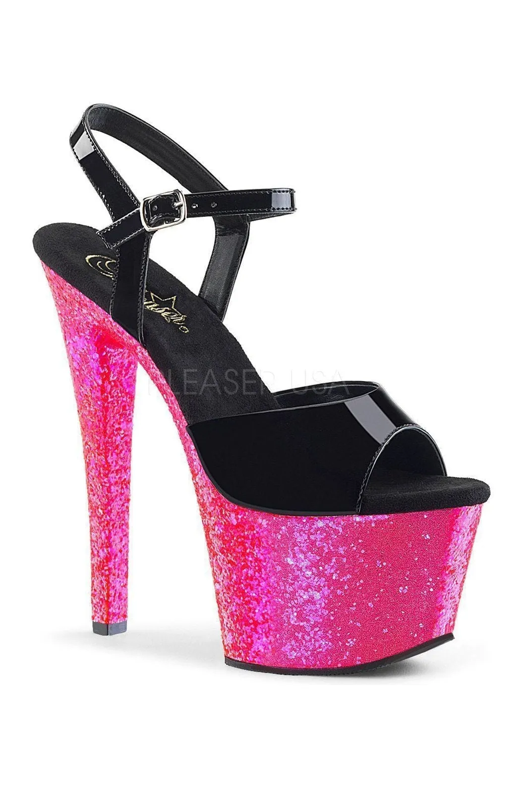 SKY-309UVLG Platform Sandal  | Black Patent
