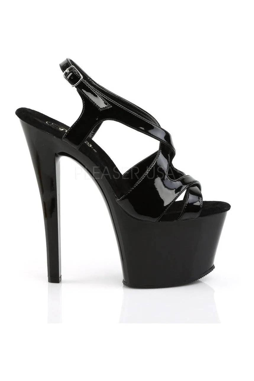 SKY-330 Platform Sandal  | Black Patent