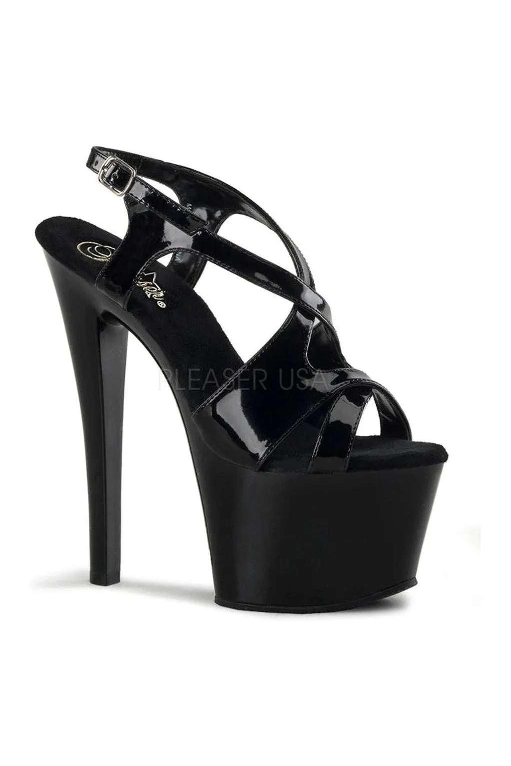 SKY-330 Platform Sandal  | Black Patent